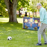 HOMCOM Cage de handball enfant exterieur but 5 zones cibles ballon de handball gonflable pompe 116 x 48 x 76 cm blanc(m-10)
