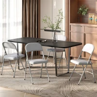 HOMCOM Lot de 4 chaises pliantes et portables intérieur avec assises et dossiers rembourrés en velours, cadre en acier, gris clair(m-10)