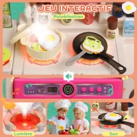 AIYAPLAY Cuisine enfant jouet d'imitation, dinette pour enfant avec lumières et sons réalistes, 52,5 x 22 x 100 cm, rose(m-4)