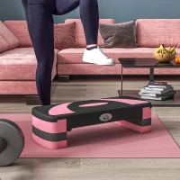 HOMCOM Stepper fitness aérobic hauteur réglable surface antidérapante 80 x 31 x 20 cm noir rose clair(m-10)