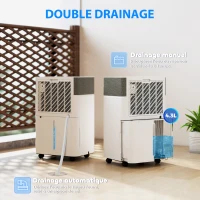 HOMCOM Déshumidificateur d'air 20 L/jour, déshumidificateur silencieux, réservoir d'eau 4,5 L, 30,5x23,5x49,5cm, blanc(m-8)