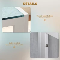 HOMCOM Ensemble table à manger et chaises pour 4 personnes, plateau rectangulaire en verre, pour cuisine salon maison, blanc(m-7)