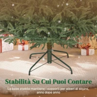 HOMCOM Albero di Natale Artificiale da 210 cm e Ignifugo con 2942 Rami Realistici, Base in Metallo Pieghevole(m-8)