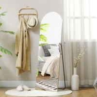 HOMCOM Miroir en pleine longueur 50 x 150 cm miroir sur pied grand miroir mural sans cadre  pour salon, ton doré(m-10)