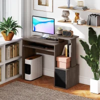 HOMCOM Bureau Informatique multimédia étagères Tablette Clavier Panier Noir Panneaux Particules Gris(m-10)