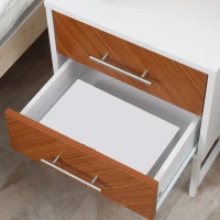HOMCOM Set da 2 Comodini Moderni con 2 Cassetti in Metallo e Legno, 40x39x48cm, Marrone e Bianco(m-9)