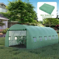 Outsunny Bâche de Rechange Serre Tunnel 18 m², bâche 6 x 3 x 2 m PE Anti-UV imperméable 12 fenêtres + Porte Enroulable zippée vert(m-10)
