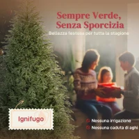 HOMCOM Albero di Natale Artificiale da 210 cm e Ignifugo con 2942 Rami Realistici, Base in Metallo Pieghevole(m-4)