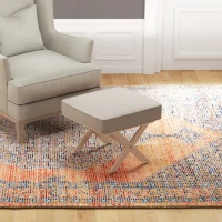 HOMCOM Repose pied salon ottoman pouf salon tabouret de canapé rectangulaire en tissu avec siège rembourré - beige(m-10)