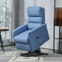 HOMCOM Fauteuil releveur électrique avec repose-pied dossier inclinable télécommande avec pochette bleu chiné(m-10)