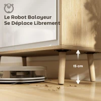 HOMCOM Buffet à haute brillance, meuble de rangement avec double porte, étagère réglable, 72 x 35 x 77 cm, blanc et chêne(m-7)