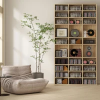 HOMCOM Rangements pour CD et DVD, étagère rangement 1116 CD/528 DVD, 36 compartiments et étagères réglables, chêne(m-9)