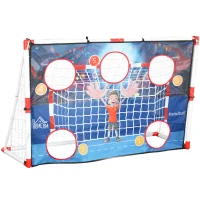 HOMCOM Kids' Outdoor Handball Goal 5 Target Zones Inflatable Handball Pump 162 x 60 x 106 cm White(m-1)