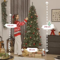 HOMCOM Albero di Natale 210 cm Illuminato con 350 Luci Bianche e Colorate, 9 Modalità di Illuminazione(m-3)