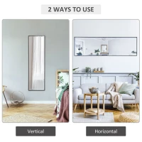 HOMCOM Full Length Mirror, 120x35cm Wall Mirror, Rectangle Dressing Mirror, Long Mirror for Bedroom, Living Room, Black(m-7)