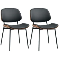 HOMCOM Set of 2 dining chairs, retro classic style, bentwood frame, for living room, bedroom, kitchen, black(m-7)