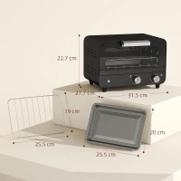 HOMCOM Small Toaster Oven, 12L Multifunction Mini Countertop Oven with Glass Door, Adjustable Temperature and Timer, Black(m-3)