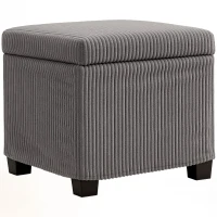 HOMCOM 30 L Storage Ottoman Chest with Removable Lid, Padded Corduroy Cube Ottoman, 40 x 40 x 40 cm, grey(m-1)