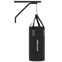 SPORTNOW Punching bag, fillable, with wall mount, gloves and wraps, up to 45 kg, black(m-7)