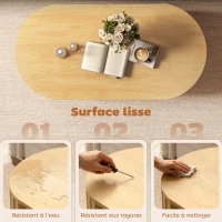 HOMCOM Table basse ovale, table de salon avec rangement, coins arrondis, design lattes, 100 x 50 x 40 cm, effet bois naturel(m-6)