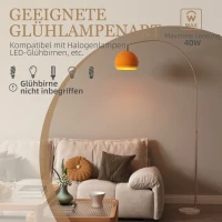 HOMCOM boogvloerlamp met voetschakelaar, van marmer, metaal en kunststof, 26x90x180 cm, wit en oranje(m-6)