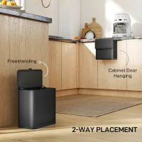HOMCOM 8L Hanging Kitchen Bin, Rubbish bin with Lid and Removable Inner Bucket for Kitchen Cabinet Door, Under Sink, Office(m-4)