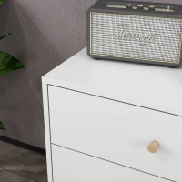 HOMCOM 3-Drawer Chest Scandinavian Design Bedroom Storage Unit MDF White with Tapered Handle and Tapered Solid Pine Legs(m-4)