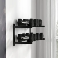 SPORTNOW Dumbbell Rack, Dumbbell Stand, 2 Tiers, up to 70 kg, Steel, 98x40x35 cm, Black(m-4)