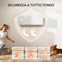 HOMCOM Stufa Ceramica 2000W a Parete con 3 Modalità, Temperatura Regolabile, Timer, Telecomando, Blocco Bambini, Bianco(m-9)