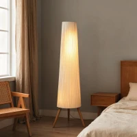 Lampă de podea HOMCOM cu trepied, întrerupător de picior și luminozitate reglabilă, 46x46x153 cm, albă(m-6)