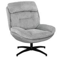 HOMCOM Swivel Chair, 360-Degree Rotation, Chenille Fabric, Integrated Armrests, Steel Legs, Gray, Black