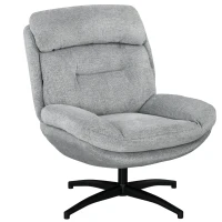 HOMCOM Swivel Chair, 360-Degree Rotation, Chenille Fabric, Integrated Armrests, Steel Legs, Gray, Black(m-1)