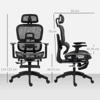 HOMCOM Multi-Adjustable Mesh Office Chair - Black(m-3)