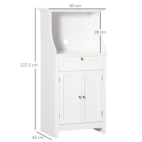 HOMCOM Microwave cabinet for kitchen with 1 drawer, 2 doors 60 x 40 x 122.5 cm - MDF - White(m-3)