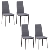 HOMCOM Set of 4 dining chairs kitchen chairs with high back metal legs and linen fabric 41x50x97cm gray