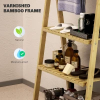 HOMCOM Three-Shelf Bamboo Storage Unit, with Towel Racks - Natural Finish(m-6)