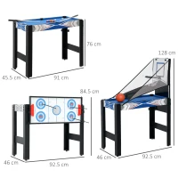 SPORTNOW 5-in-1 Multi Games Table, with Pool, Table Tennis, Basketball, Hockey, Archery, Blue(m-3)