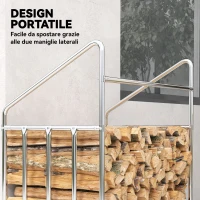 Outsunny Portalegna da Esterno in Acciaio Rinforzato con Copertura Impermeabile, 100x60x110 cm, Nero(m-6)