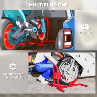 HOMCOM Blocca Ruota Moto Regolabile su 3 Livelli da 250 kg max in Metallo, 60x55x43 cm, Rosso(m-6)