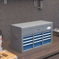 DURHAND Metal toolbox case with 6 drawers and 1 top tray, lockable with 2 keys included, 2 handles(m-2)