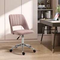 Vinsetto Contemporary design swivel office chair 360° ergonomic grooved ventilated back height-adjustable velvet upholstery 49 x 60 x 91 cm pink(m-2)