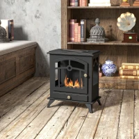 HOMCOM Freestanding Bioethanol Fireplace, 1.2 L burner, approx. 3 h burn time Dim. 45L x 28l x 54H cm Black Steel(m-2)