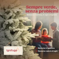 HOMCOM Albero di Natale Innevato Alto 210 cm con Rami Realistici e Base in Metallo Pieghevole(m-4)