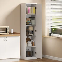 HOMCOM Armario de cocina, armario de almacenamiento de 5 niveles, estantes ajustables, para salón, cocina, despensa, madera, Blanco(m-2)