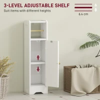 HOMCOM Small Bathroom Storage Cabinet with Toilet Roll Holder - White(m-5)