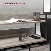 HOMCOM Rustic Chest of Seven Fabric Drawers - Grey Wood Effect(m-5)