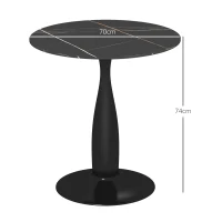 HOMCOM Round dining table, powder-coated steel, MDF with melamine, non-slip feet, 70 x 74 cm, Black(m-3)