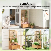 Outsunny Floreira de Jardim com Treliça Caixa de Plantio com Suporte para Plantas Trepadeiras 90x45x180cm Madeira(m-6)