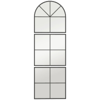 HOMCOM Arched Wall Mirror 60 x 180 cm Window-Style with Metal Frame for Living Room, Bedroom, Hallway, Black