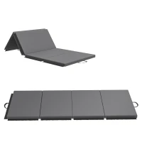 HOMCOM Tappetino da Ginnastica Pieghevole, Materassino Fitness Spesso 5 cm e Antiscivolo, 180x80x5 cm, Grigio(m-11)